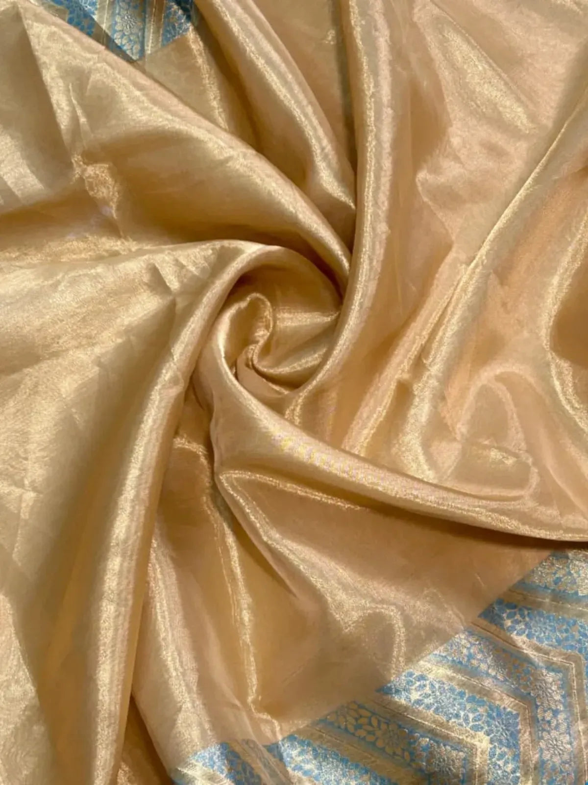 Nita Mam Inspired Kanjeevaram Gold and Blue Tissue Silk Saree-3 Celebrity Drapes