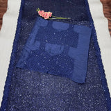 Deepika Inspired Designer Fancy Georgette Sequins Blue Saree