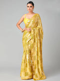 Bollywood Inspired Heavy Georgette Sequins Yellow Saree