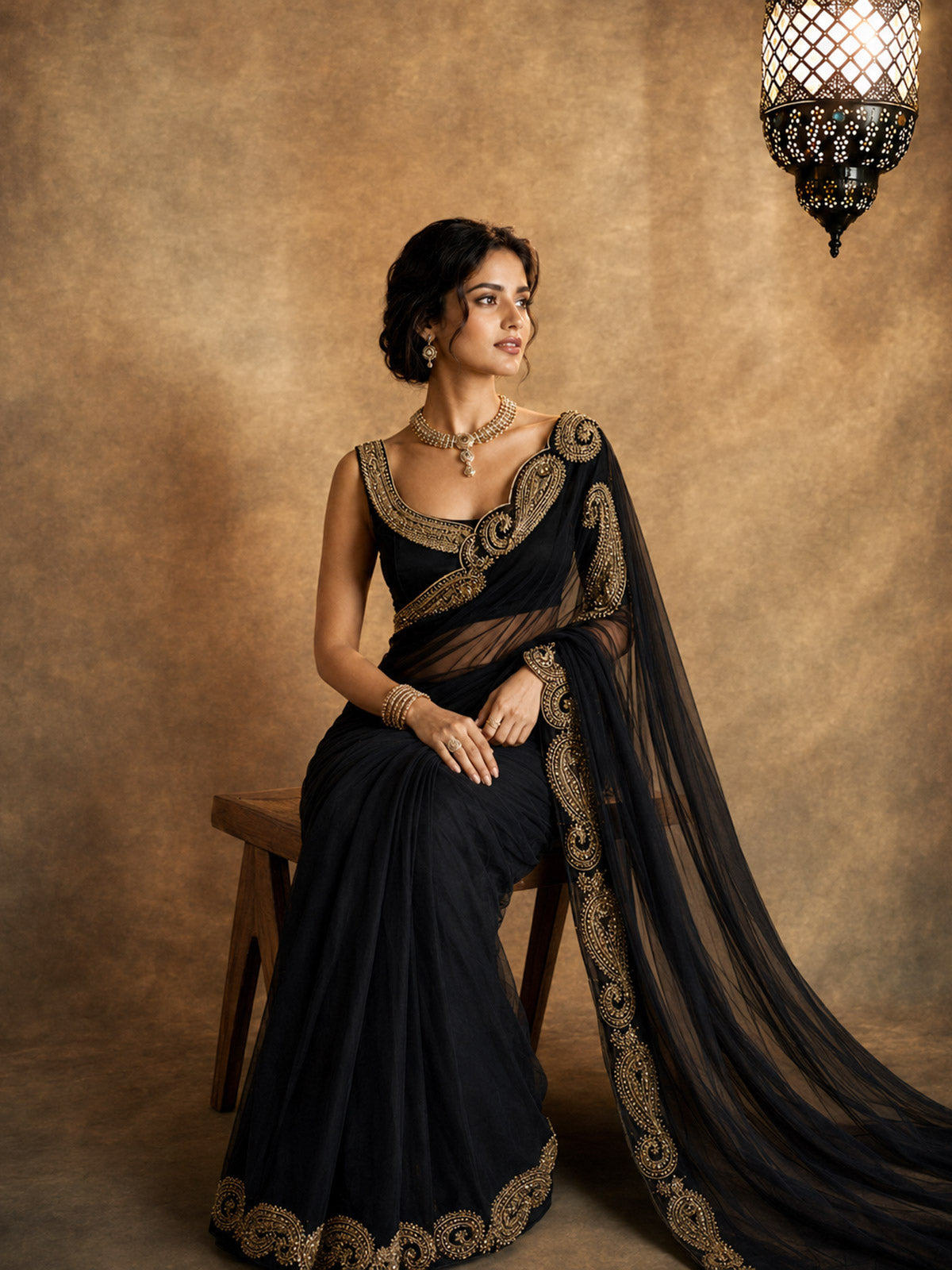 Bollywood Inspired Soft Rangoli Silk Black Saree with Beautiful Zari Embroidery-71851293311057