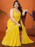 Bollywood Inspired Georgette Yellow Saree with Stylish Border