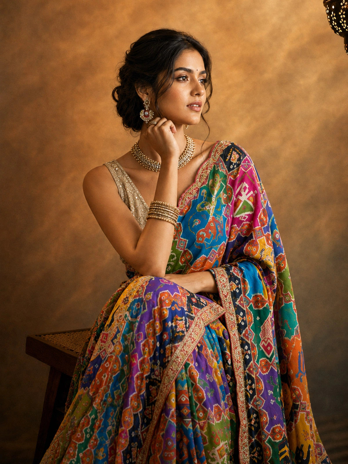 Shilpa Inspired Digital Patola Sequins Saree-71851277418577