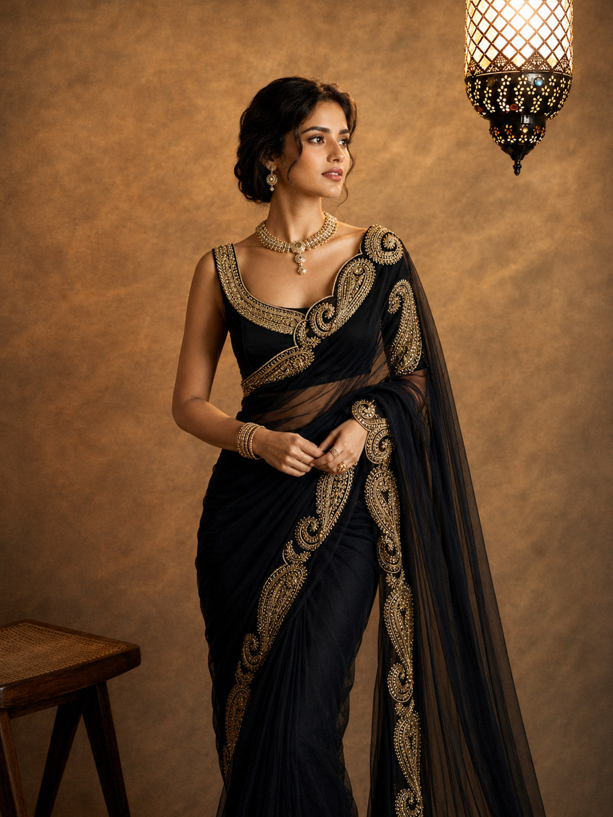 Bollywood Inspired Soft Rangoli Silk Black Saree with Beautiful Zari Embroidery-71851293343825