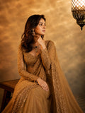 Bollywood Inspired Golden Soft Net Sequin Work Saree with Unstiched Blouse