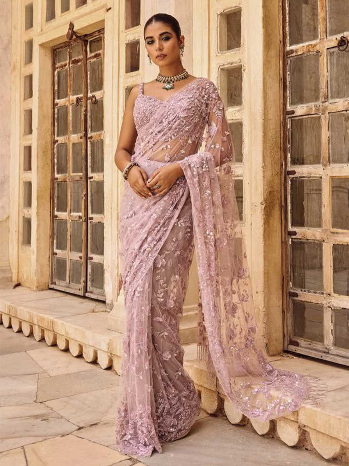 Bollywood Inspired Sequins Designer Net Saree | Available in 2 Colours-1  Celebrity Drapes