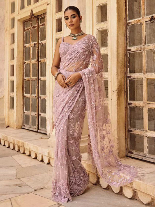 Bollywood Inspired Sequins Designer Net Saree | Available in 2 Colours-1  Celebrity Drapes