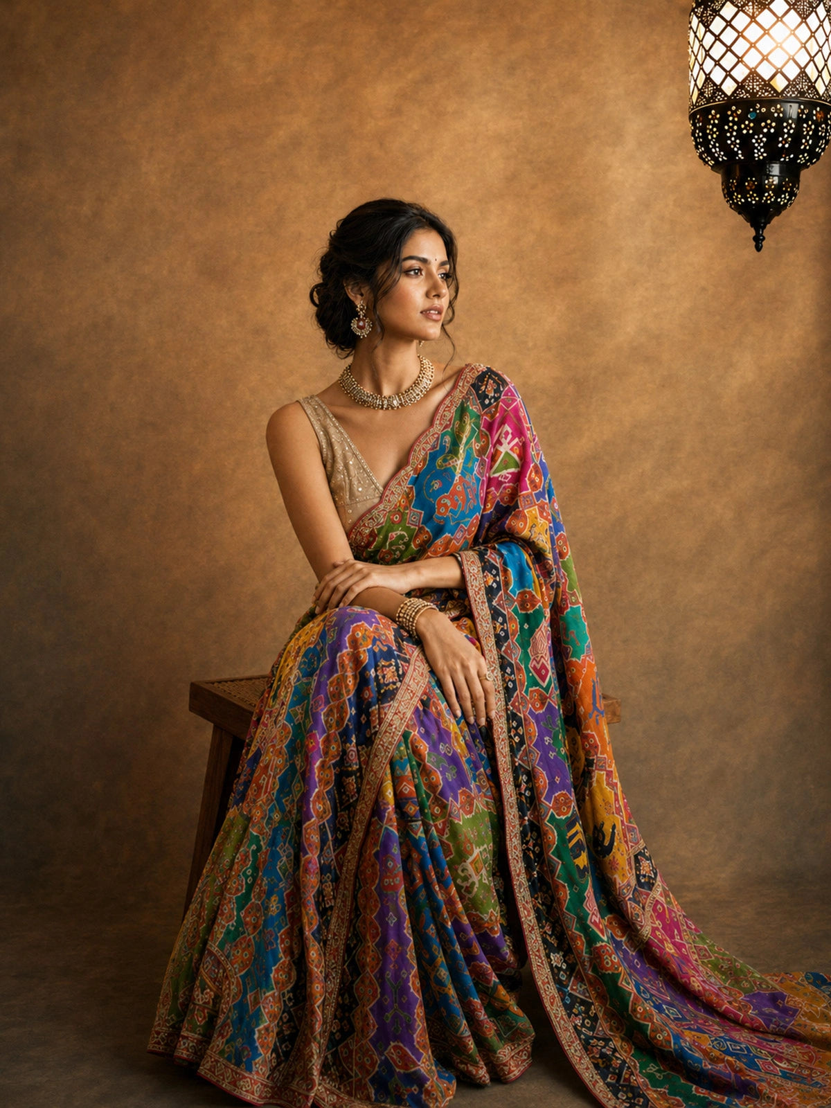 Shilpa Inspired Digital Patola Sequins Saree