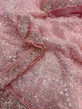 Bollywood Inspired Pink Soft Net Saree with Sequins and Beads Work