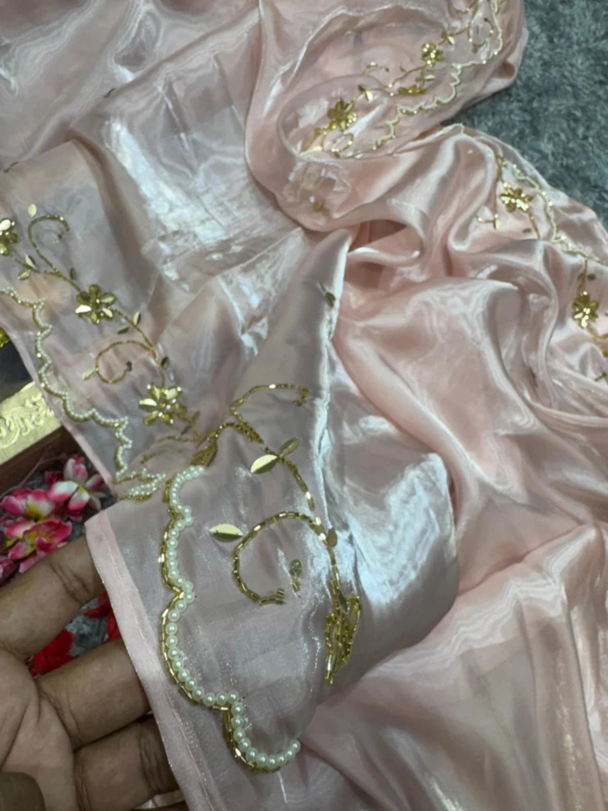 Bollywood Inspired Soft Jimmy Choo Saree with Katdana & Sequin Work-67827747717201