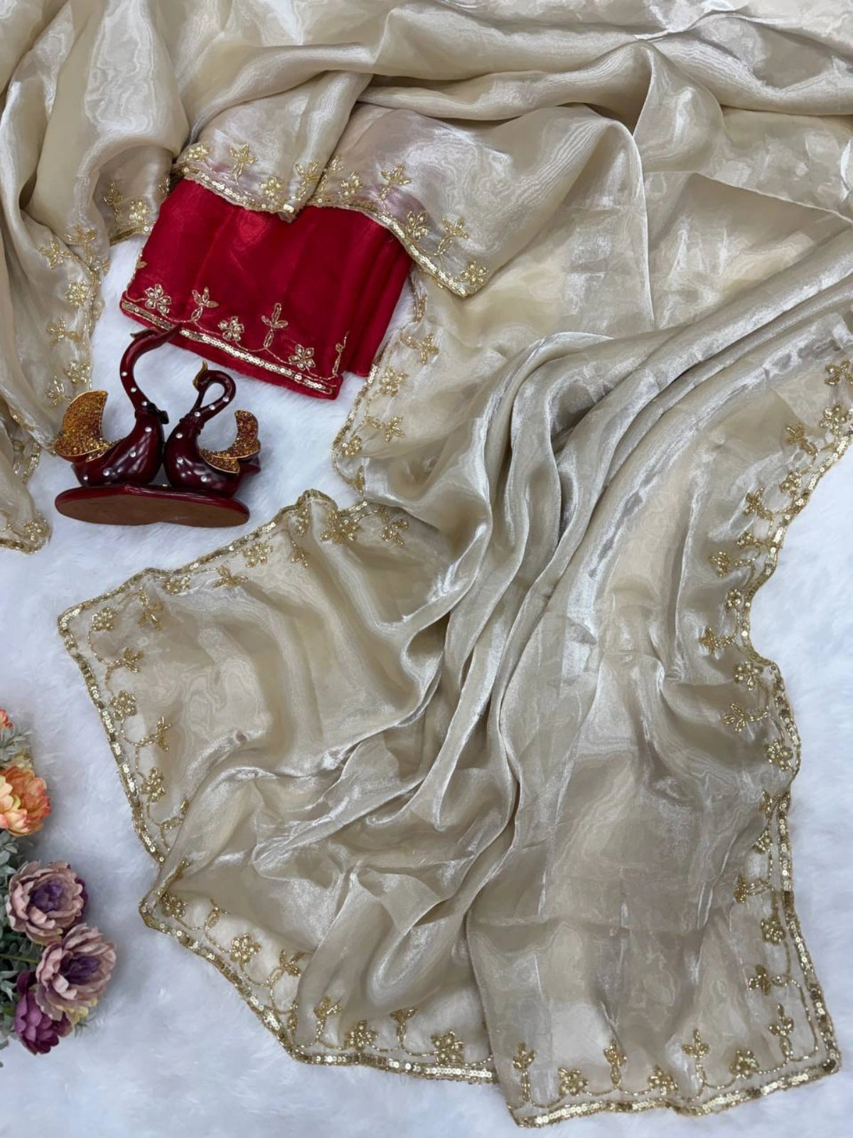 Bollywood Inspired Soft Jimmy Choo Saree with Katdana & Sequin Work-67827747782737