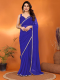 Bollywood Inspired Dark Blue Saree with Stylish Border