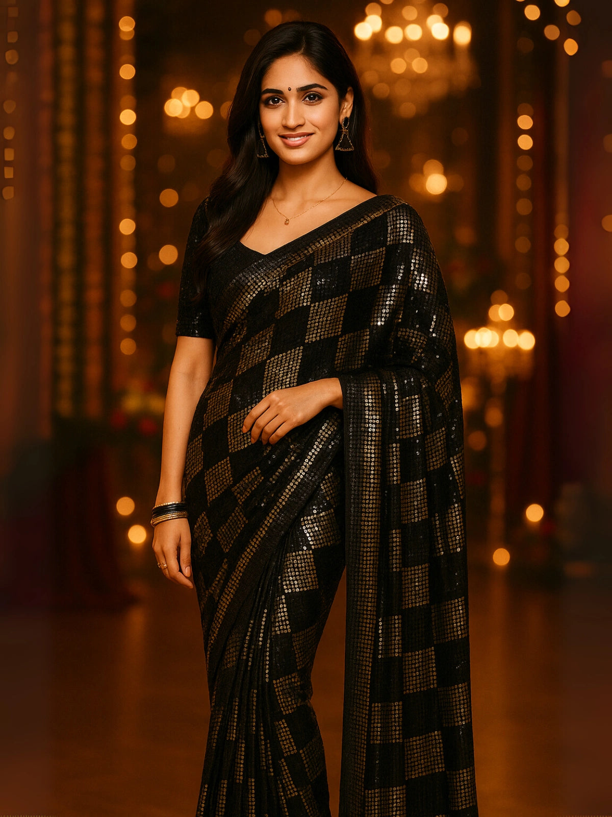 Bollywood Inspired Heavy Georgette Sequins Saree | Available in 6 Colours-1  Celebrity Drapes
