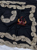 Bollywood Inspired Soft Rangoli Silk Black Saree with Beautiful Zari Embroidery