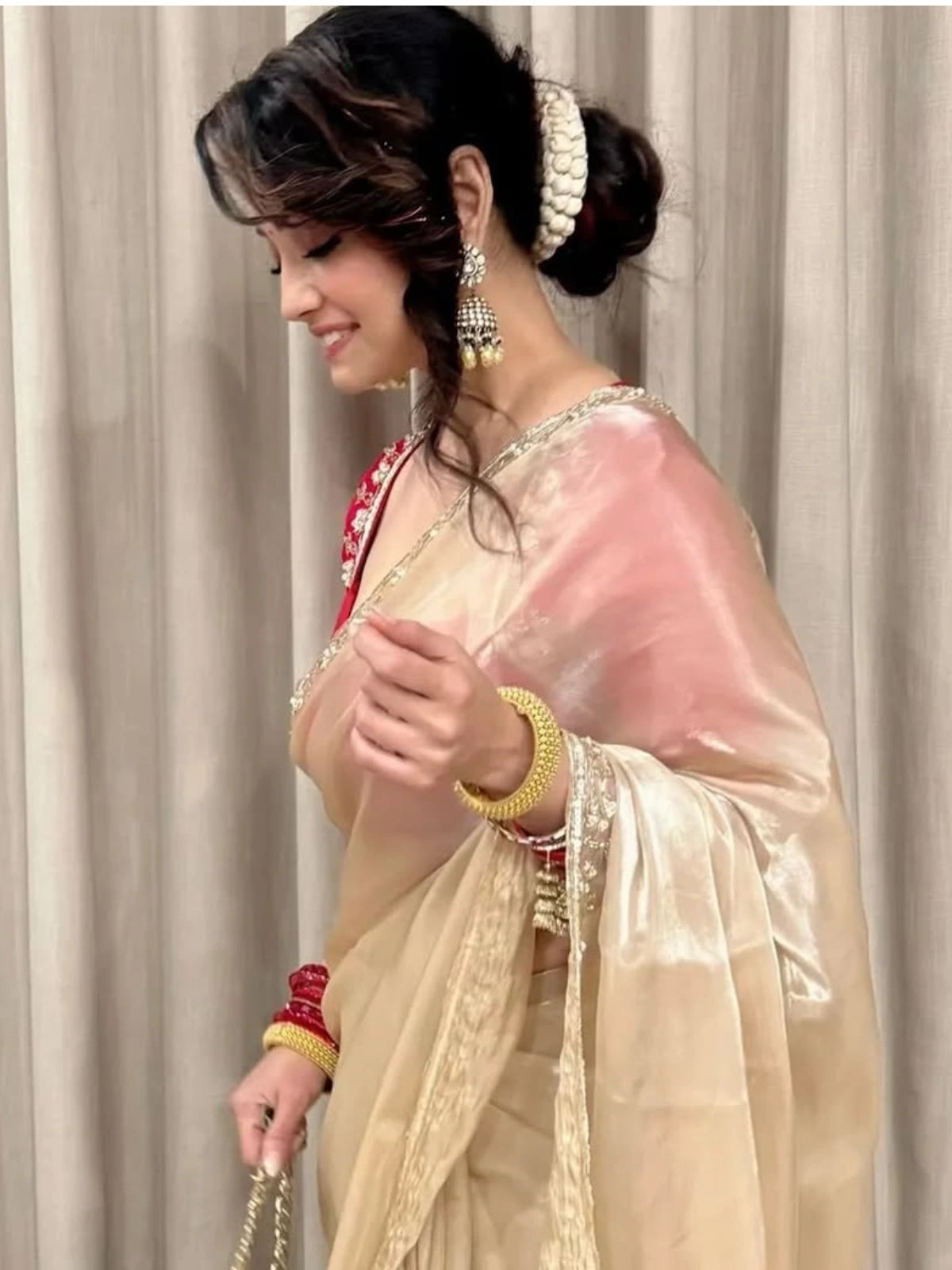 Bollywood Inspired Soft Jimmy Choo Saree with Katdana & Sequin Work-67827747979345