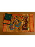 Maharani Paithani Silk Saree with Rich Zari Weaving and Contrast Border - Deep Cyan
