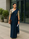 Cotton Saree with Embroidered Floral Blouse | Subtle Shine & Everyday Elegance-4  Celebrity Drapes