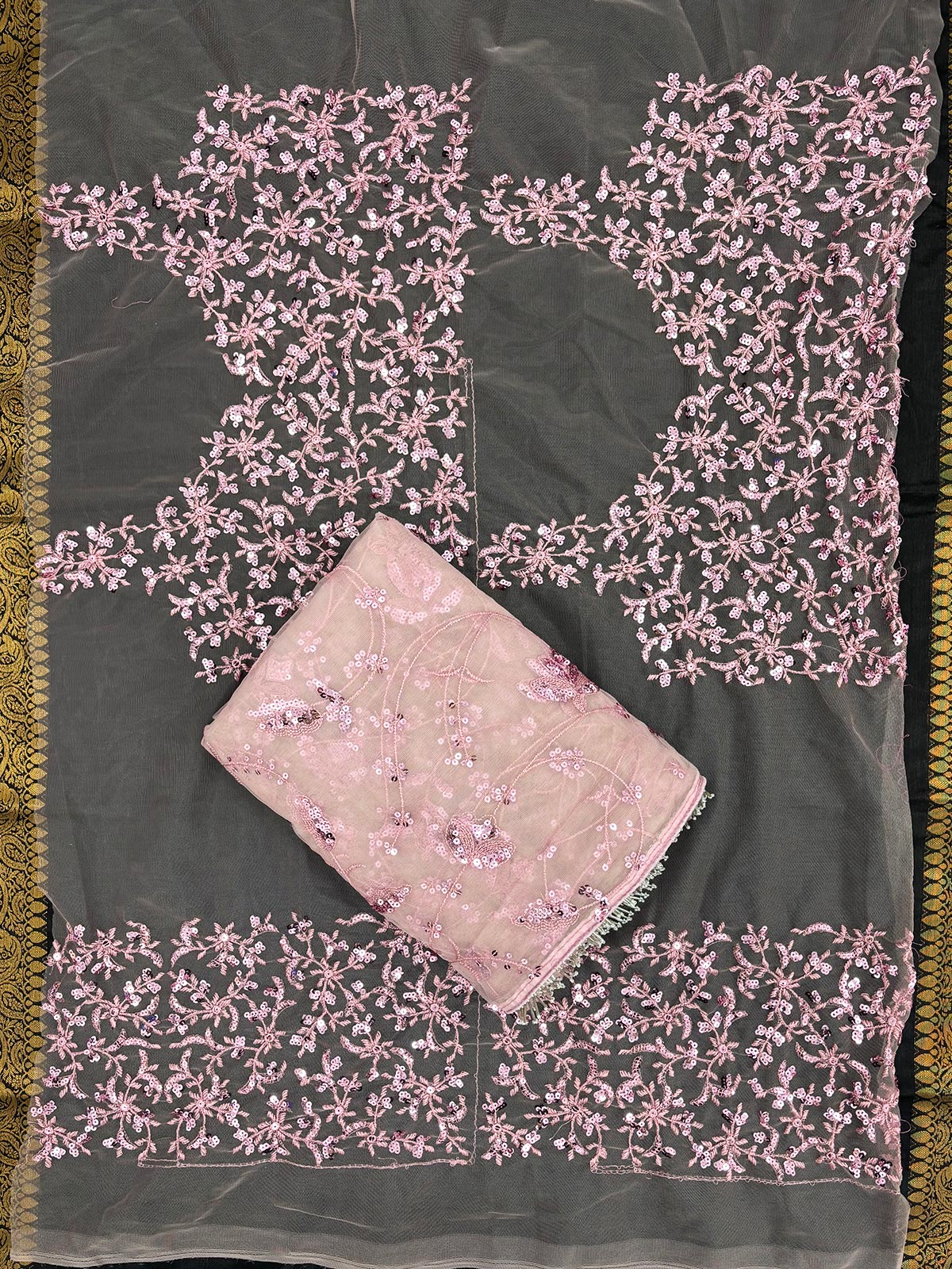 Bollywood Inspired Sequins Designer Net Saree | Available in 2 Colours-3  Celebrity Drapes