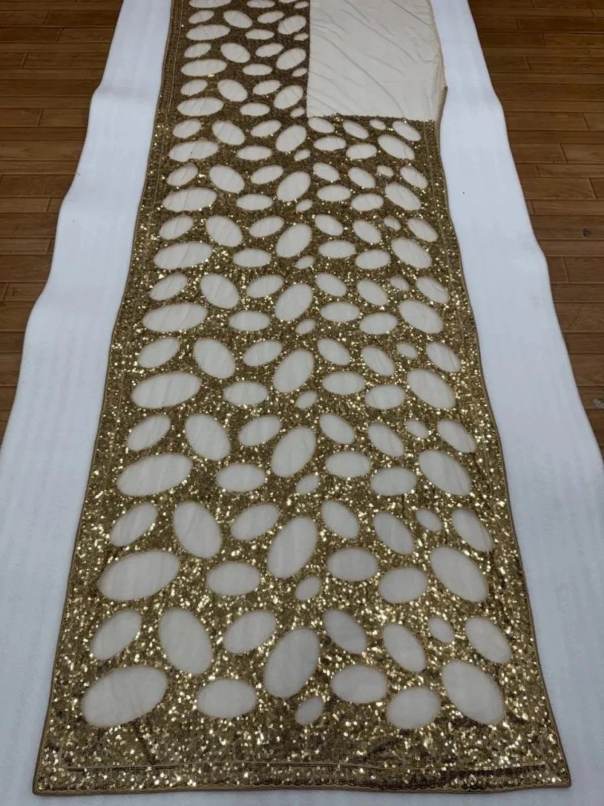 Bollywood Inspired Gold Butterfly Net Sequins Saree with Unstiched Blouse