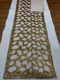 Bollywood Inspired Gold Butterfly Net Sequins Saree with Unstiched Blouse