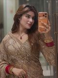 Bollywood Inspired Gold Butterfly Net Sequins Saree with Unstiched Blouse