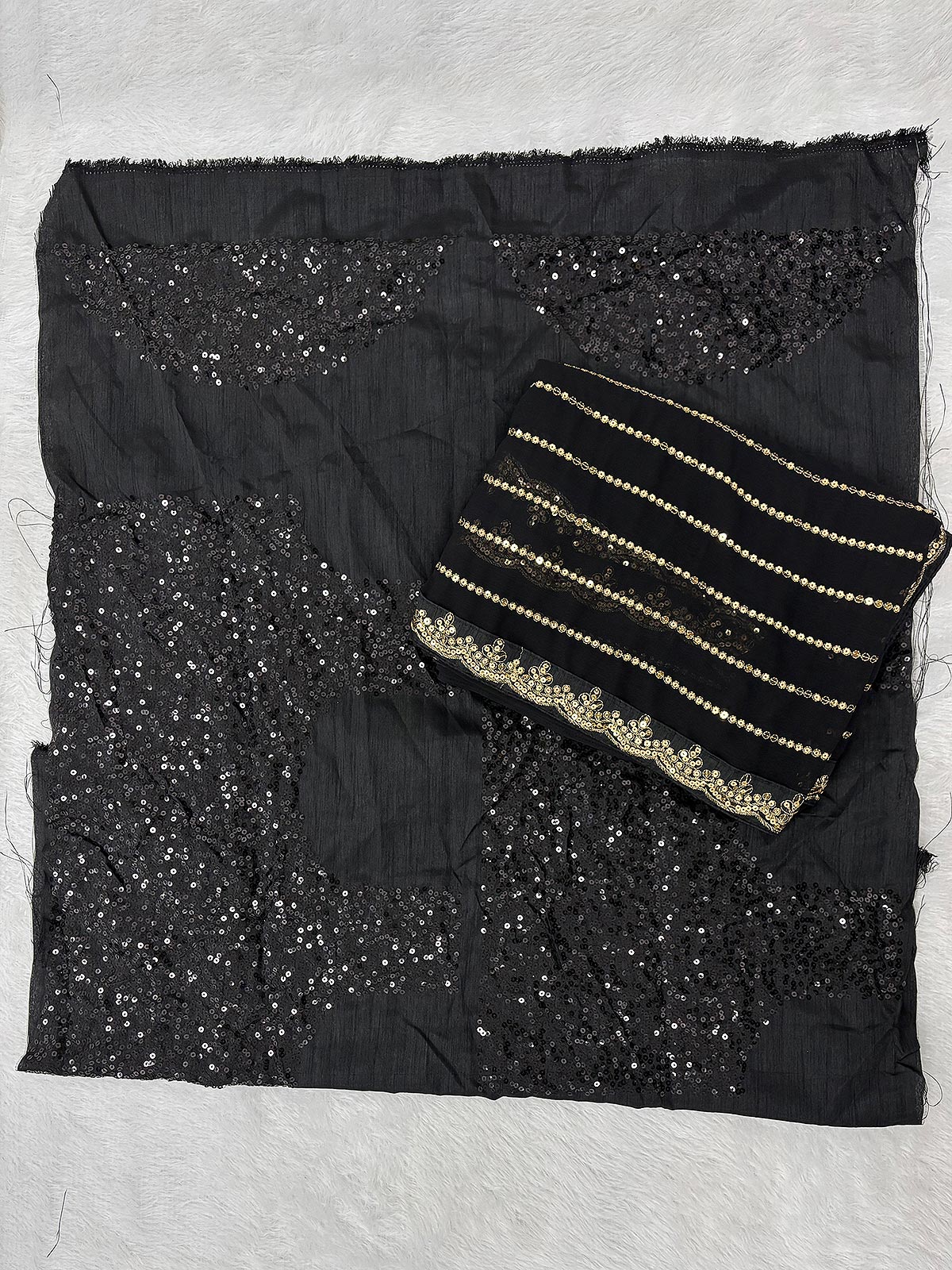 Karishma Inspired Black Georgette Sequins Embroidery Saree-7  Celebrity Drapes
