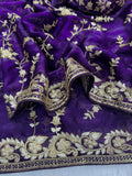 Bollywood-Inspired Purple Saree with Rich Gold Work