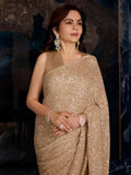 Nita Inspired Faux Georgette Saree with Sequins Embroidery & Cutwork Lace Border