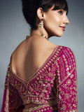 Designer Organza Saree with Heavy Embroidered Border & Blouse - Pink