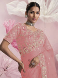 Bollywood-Inspired Pink Net Embellished Saree for Women