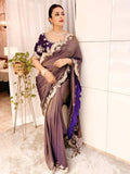 Divyanka Inspired Copper Gold Sequence Embroidery Silk Blend Saree