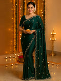 Soft Organza Saree with Pearl Work & Blouse Piece-2  Celebrity Drapes