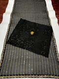 Devoleena Inspired Black Georgette Sequins Embroidery Saree