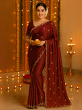Soft Organza Saree with Pearl Work & Blouse Piece-4  Celebrity Drapes