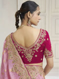 Bollywood Inspired Pink Handwork Zari Cord Tissue Viscose Saree with Designer Blouse