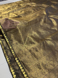 Trisha Inspired Black Saree with Gold Stripes and Rich Zari Design
