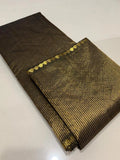 Trisha Inspired Black Saree with Gold Stripes and Rich Zari Design