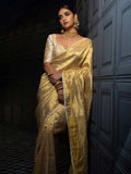Keerthy Inspired Kanjivaram Tissue Silk Gold Saree-1  Celebrity Drapes