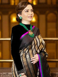 Nita Mam Inspired Silk Zari Kanjeevaram Black with Silver & Gold Saree-1  Celebrity Drapes