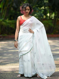 Cotton Saree with Charkha Print | Republic Day Special in White