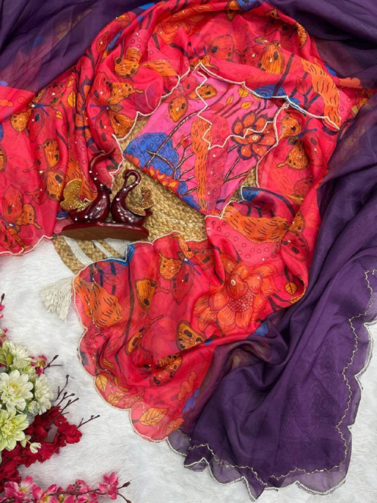 Rashi Inspired Multi-Color Tebby Silk Saree with Delicate Pearl Work Border-67260924264529