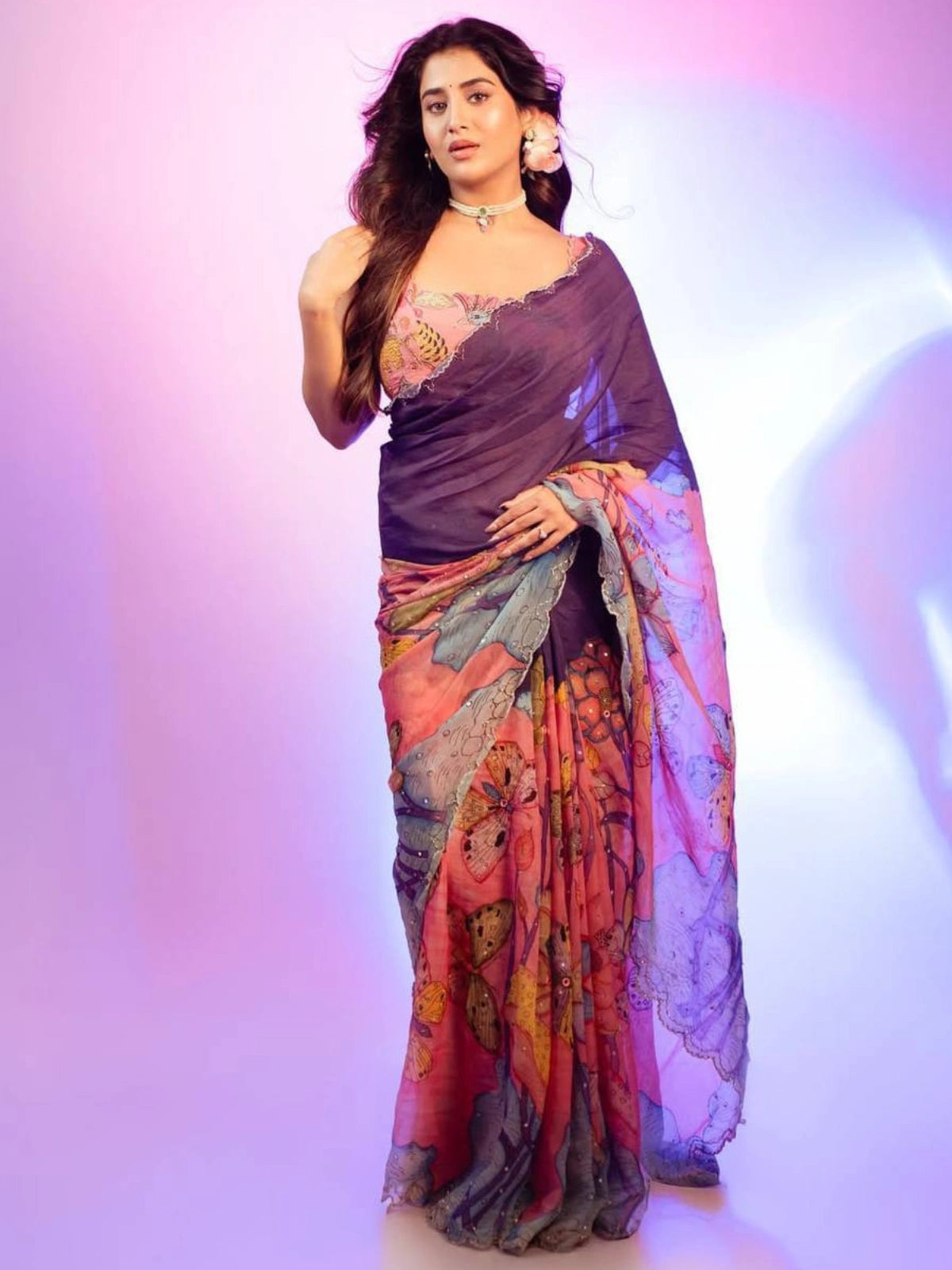 Rashi Inspired Multi-Color Tebby Silk Saree with Delicate Pearl Work Border-67260924395601