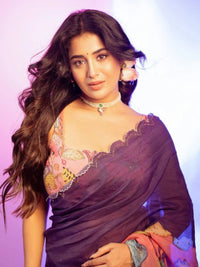 Rashi Inspired Multi-Color Tebby Silk Saree with Delicate Pearl Work Border
