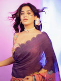Rashi Inspired Multi-Color Tebby Silk Saree with Delicate Pearl Work Border