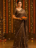 Soft Organza Saree with Pearl Work & Blouse Piece-3  Celebrity Drapes