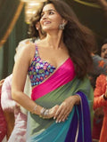 Alia Inspired Multicolor Georgette Saree with Golden Border