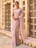 Bollywood Inspired Sequins Designer Pink Net Saree