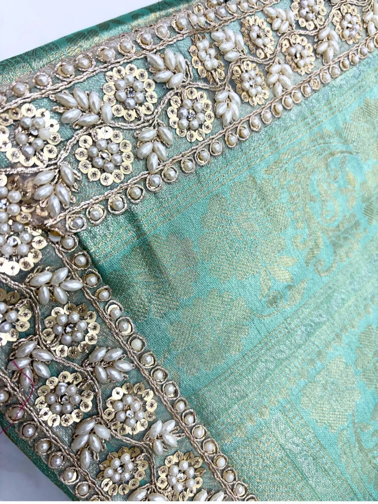 Bollywood Inspired Premium Kanjivaram Pista Silk Saree