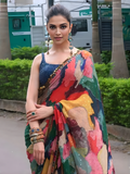 Deepika Inspired Georgette Multicolour Saree