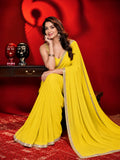 Georgette Yellow Saree with Stylish Border