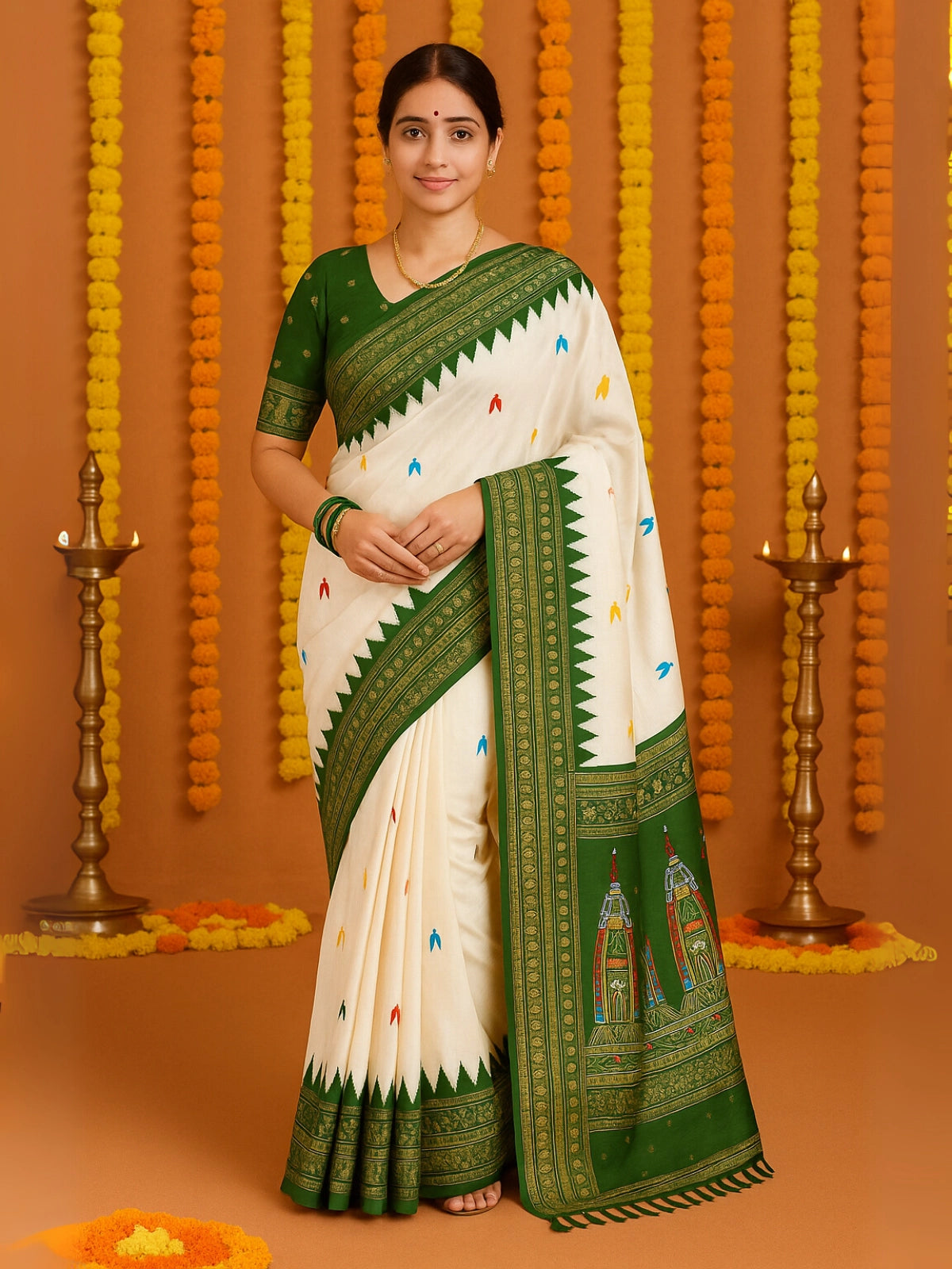 Temple Silk Traditional Designer Saree | Perfect for Festive Wear and Durga Puja Celebrations | Available in 6 Colours-9  Celebrity Drapes